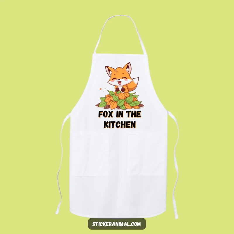 Funny Excited Fox Apron - Cook with Autumnal Playfulness, a Perfect Funny Gift!