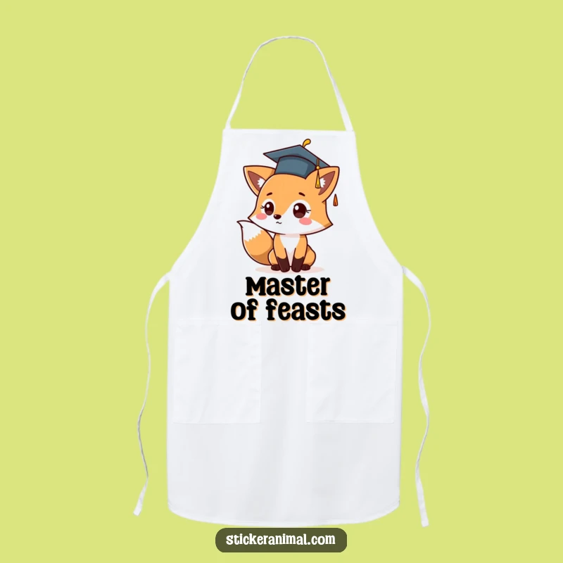 Funny Graduation Fox Apron: Cook Up A Celebration With Hilarious Cap Toss