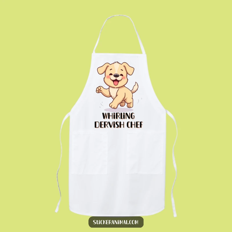 Funny Puppy Tail Chase Apron: Cook Up Laughs in the Kitchen