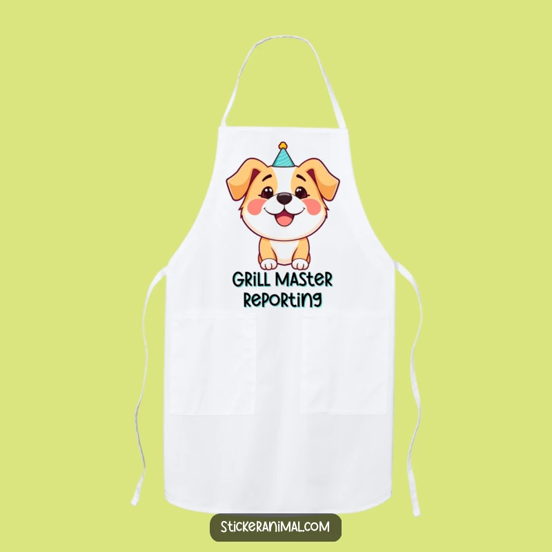 Funny Dog Party Hat Apron: Happy Chef Pup, Perfect Kitchen Funny Gift!