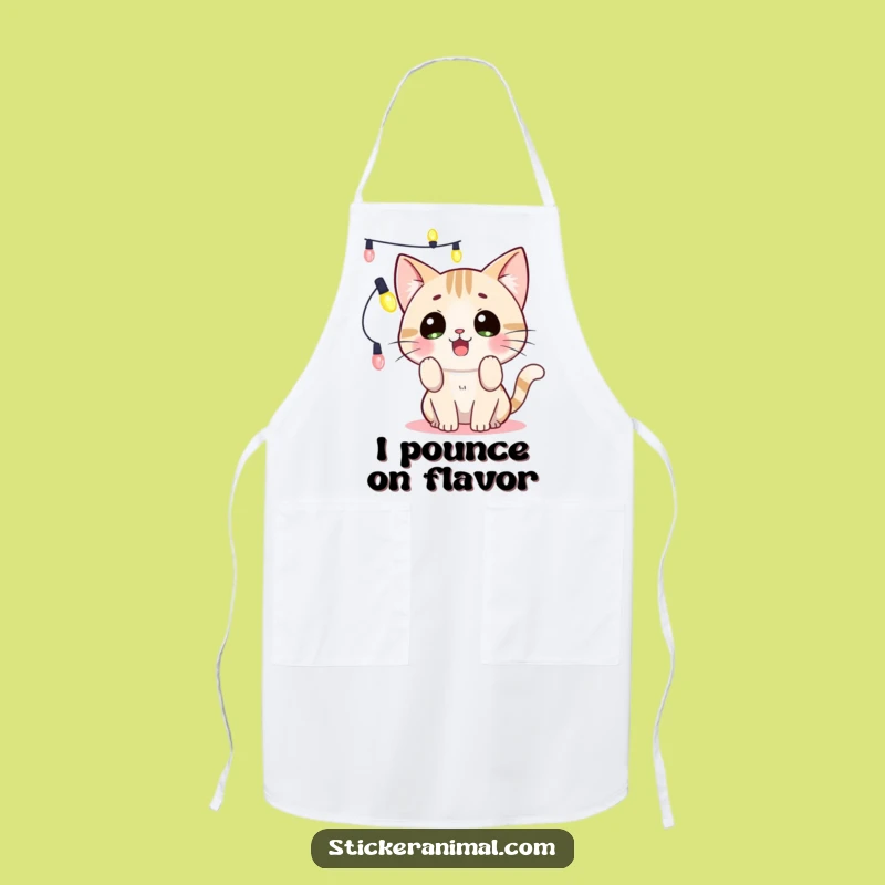 Funny Cat Lights Apron: Playful Kitty Chef, Perfect Kitchen Funny Gift!