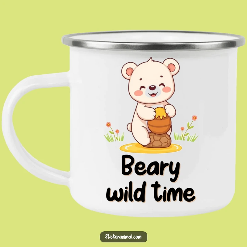 Funny Happy Bear Camping Mug - Sip Sweetness Outdoors, an Amazing Funny Gift!