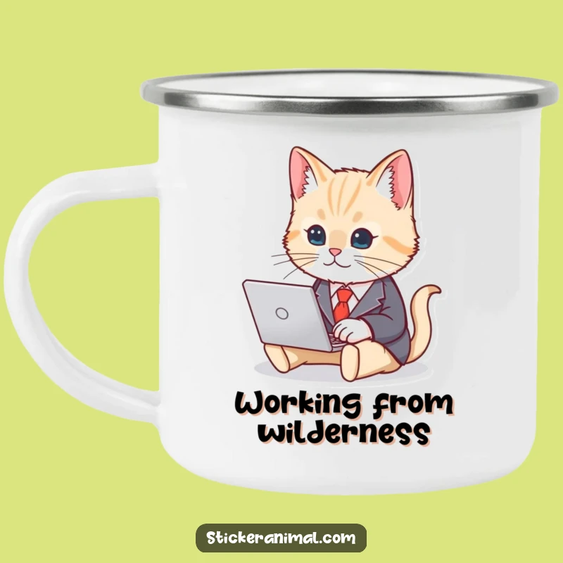 Funny Cat Business Suit Camping Mug - Durable & Hilarious Office Companion
