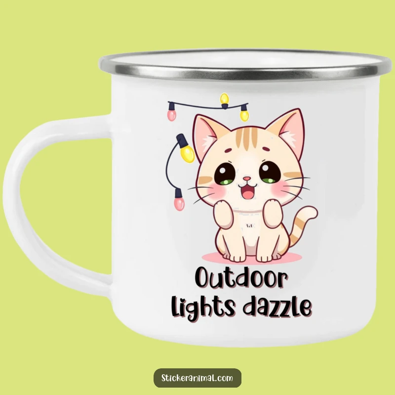 Funny Cat Lights Camping Mug: Durable Kitty Fun, Perfect Outdoor Funny Gift!