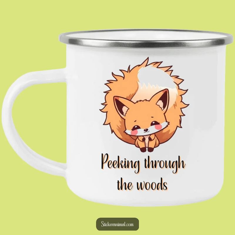 Funny Fox Peek Camping Mug: Durable Woodland Fun, Perfect Outdoor Gift