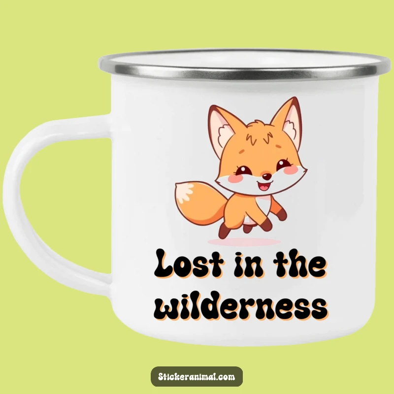 Funny Fox Tail Chase Camping Mug: Adventure Companion, Perfect Humorous Gift