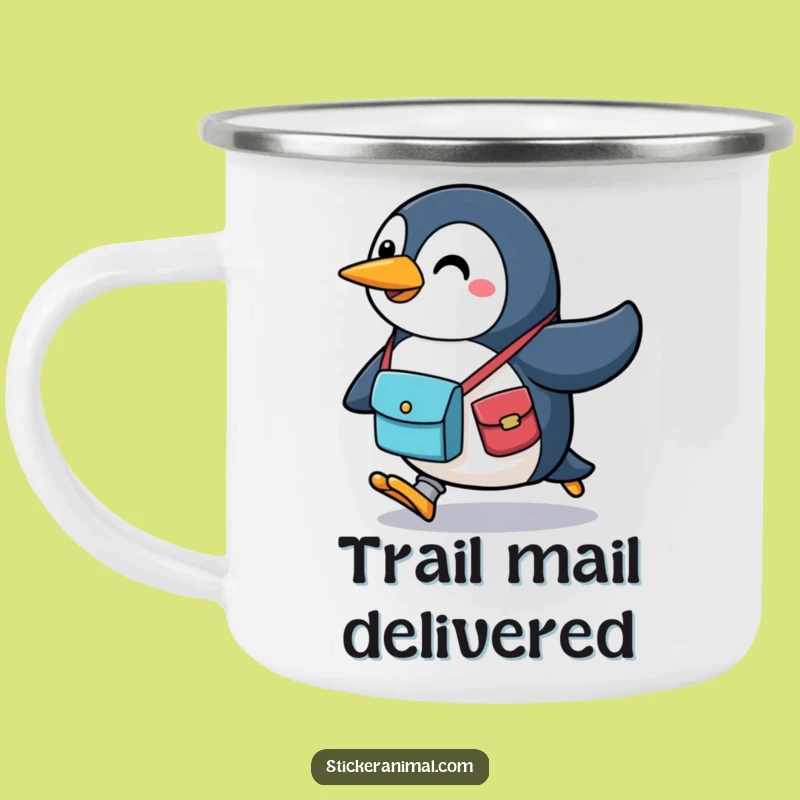 Adventure-Ready Funny Penguin Messenger Bag Camping Mug, Your Trail Buddy