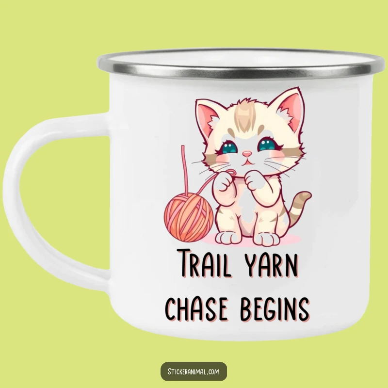 Funny Kitten Enamel Mug: Curious Cat Outdoor Gift