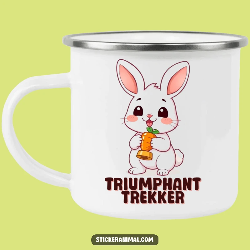 Funny Cheerful Rabbit Camping Mug - Durable Bunny Trophy Mug for Gifts