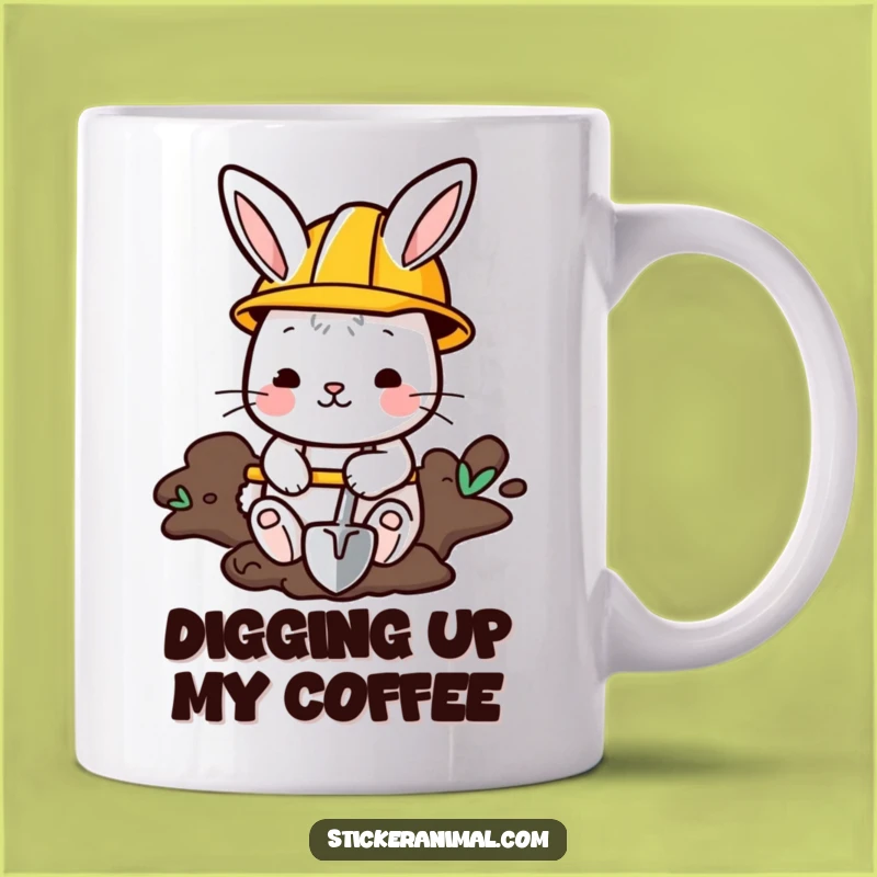 Funny Bunny Builder Mug: Construction Critter Digging, Hilarious Gift for DIY Fans