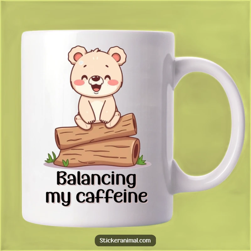 Funny Bear Cub Balance Mug - Hilarious Woodland Humor for Your Morning Coffee