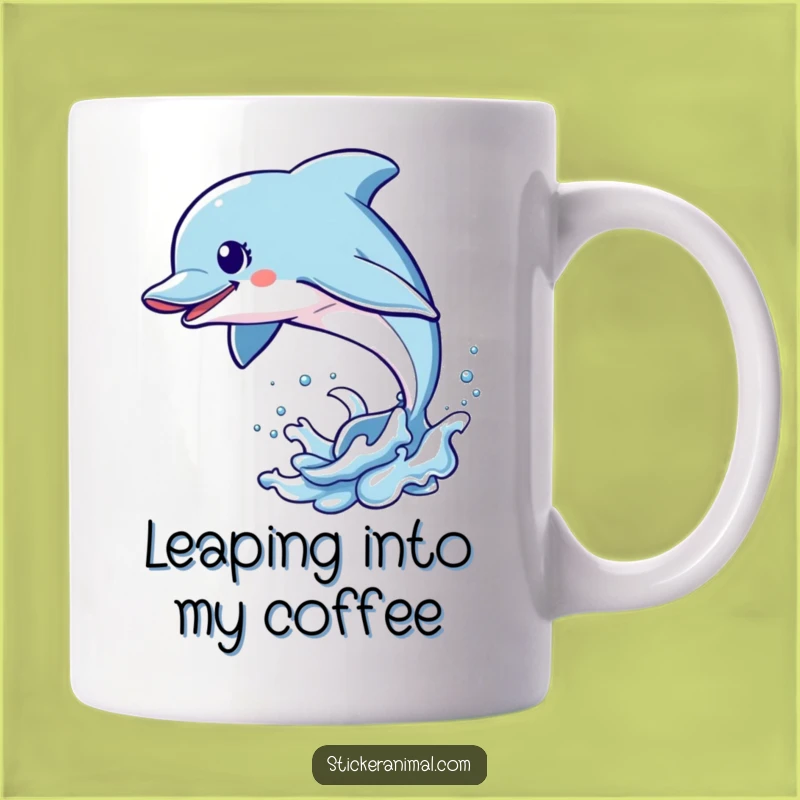 Funny Dolphin Leap Mug: Energetic Ocean Friend, Perfect Aquatic Gift