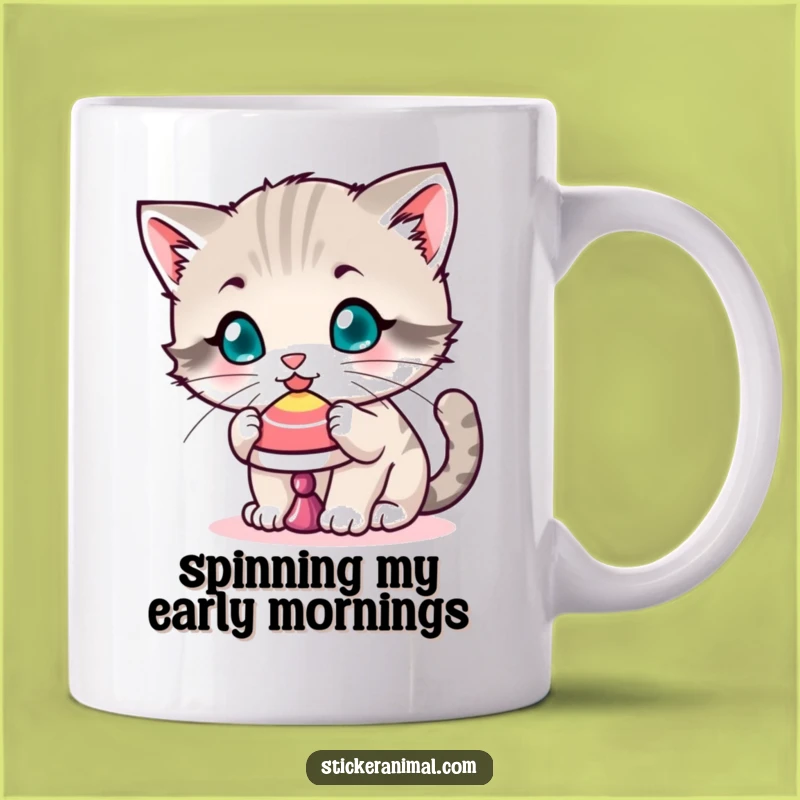 Funny Kitten Spinning Top Mug - Adorable Balance Act - Perfect Funny Gift!