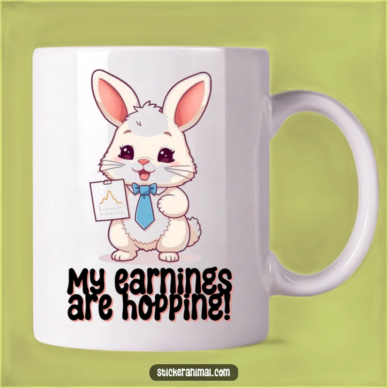 Funny Rabbit Presenting Graph Mug: Perfect Humorous Business Gift for Colleagues