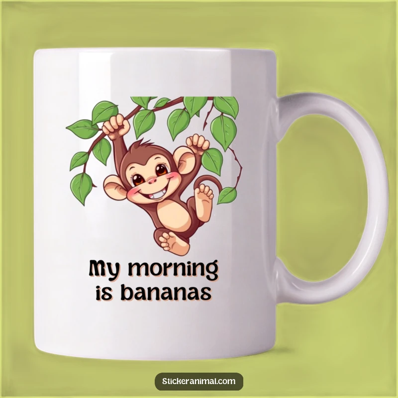 Funny Monkey Swinging Mug: Playful Primate, Perfect Hilarious Gift for Kids