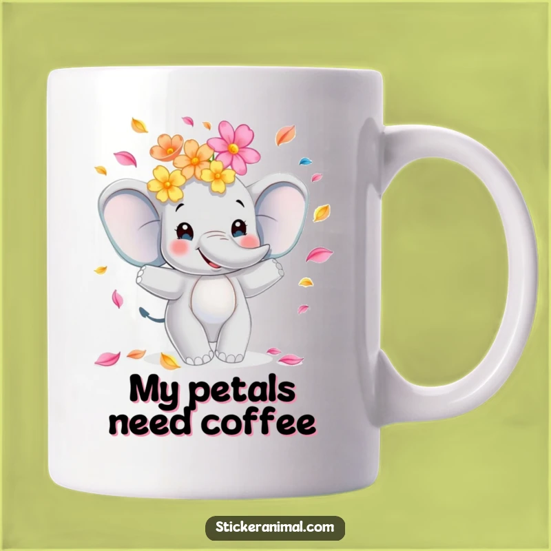 Funny Smiling Elephant Juggling Flowers Mug, A Delightful and Whimsical Gift