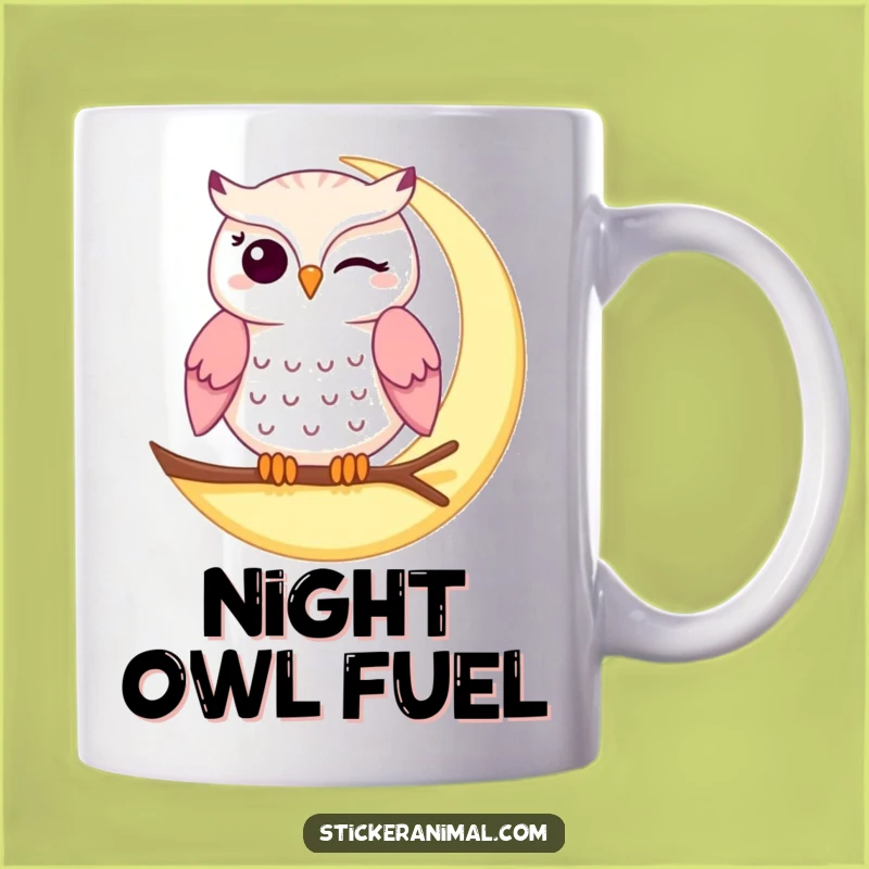 Funny Winking Owl Moon Mug - A Hilarious Nocturnal Gift for Owl Lovers