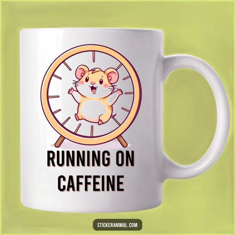 Funny Hamster Wheel Mug: Energetic Character Running Gift Idea