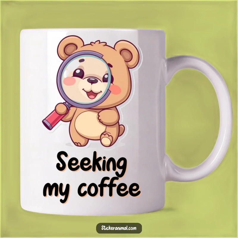 Funny Bear Detective Mug: Curious Explorer Magnifying Glass, Perfect Funny Gift