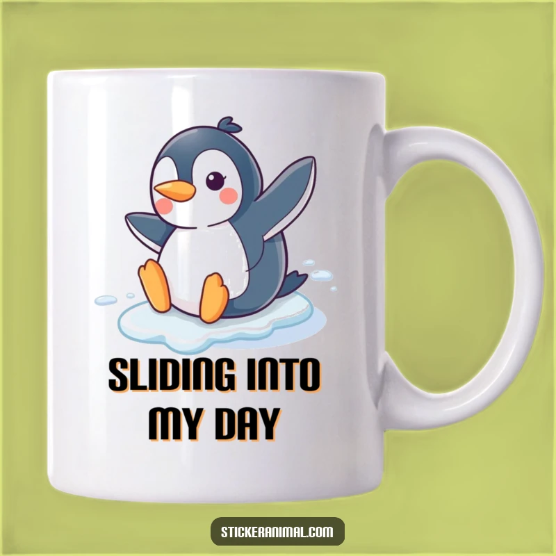 Funny Penguin Slide Mug: Happy Bird, Perfect Winter Gift for Kids