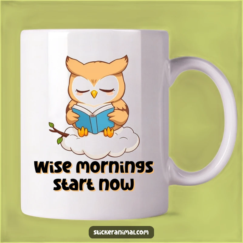 Funny Owl Book Lover Mug: Cute Owl Reads on Cloud, Whimsical Gift