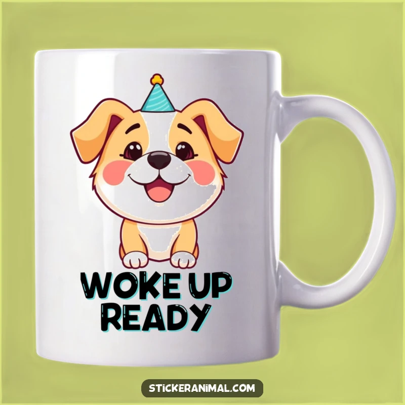 Funny Dog Party Hat Mug: Happy Pup Celebration, Perfect Funny Gift!