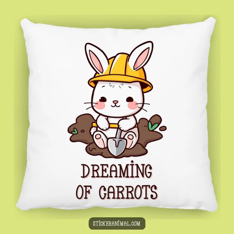 Funny Bunny Builder Pillow: Digging Critter Comfort, Cozy & Hilarious Accent