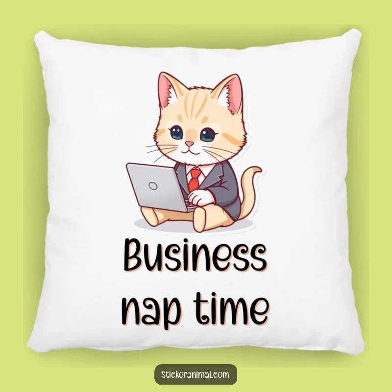 Funny Cat Business Suit Pillow - Cozy & Comical Office Accent