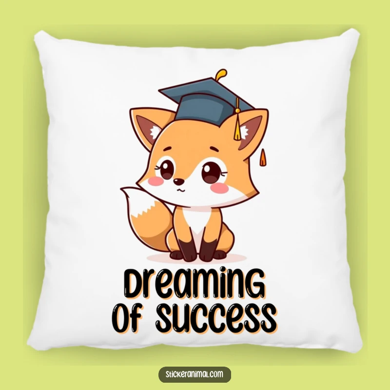 Funny Graduation Fox Pillow: Cozy Comfort With Hilarious Cap Toss Celebration