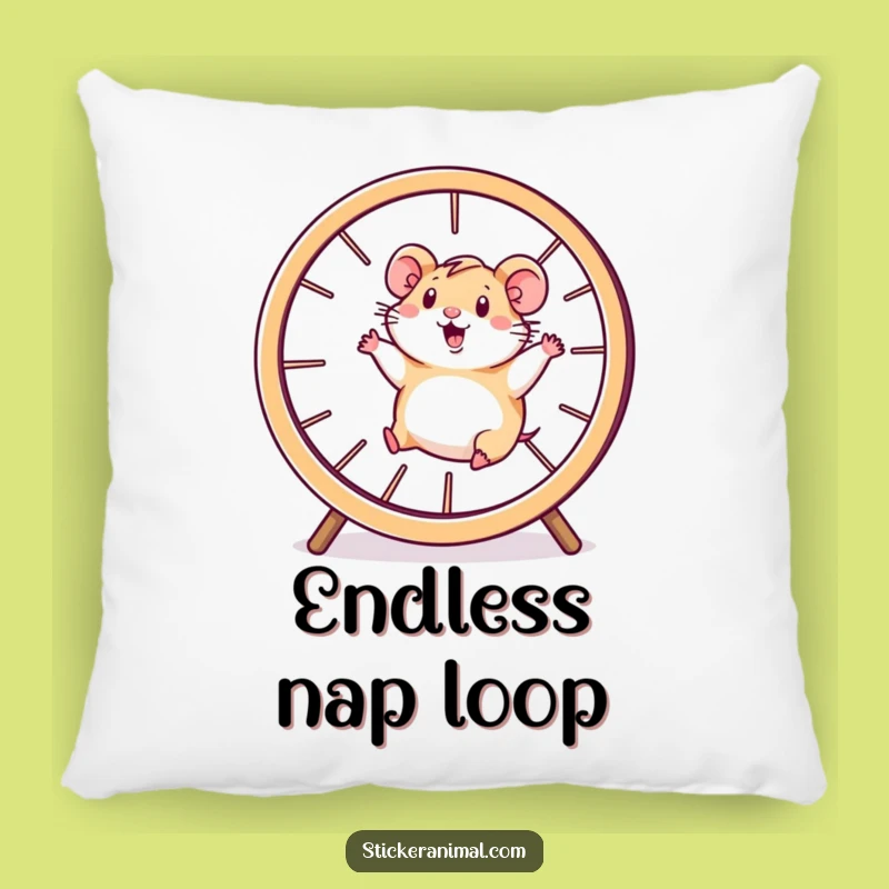 Funny Hamster Wheel Pillow: Energetic Runner Character Comfort Gift