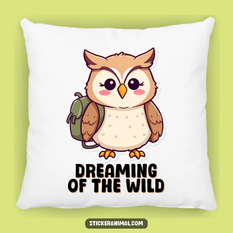 Funny Owl Adventure Pillow: Cozy Explorer, Soft Comfort & Whimsical Charm