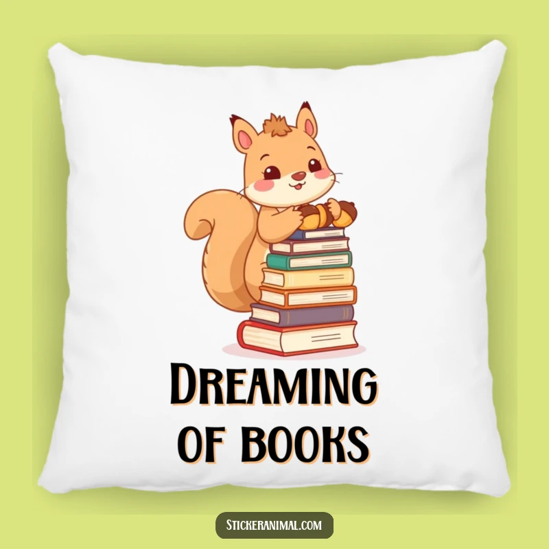 Funny Squirrel Pillow: Cute Acorn Book Lover Decor, Perfect Gift