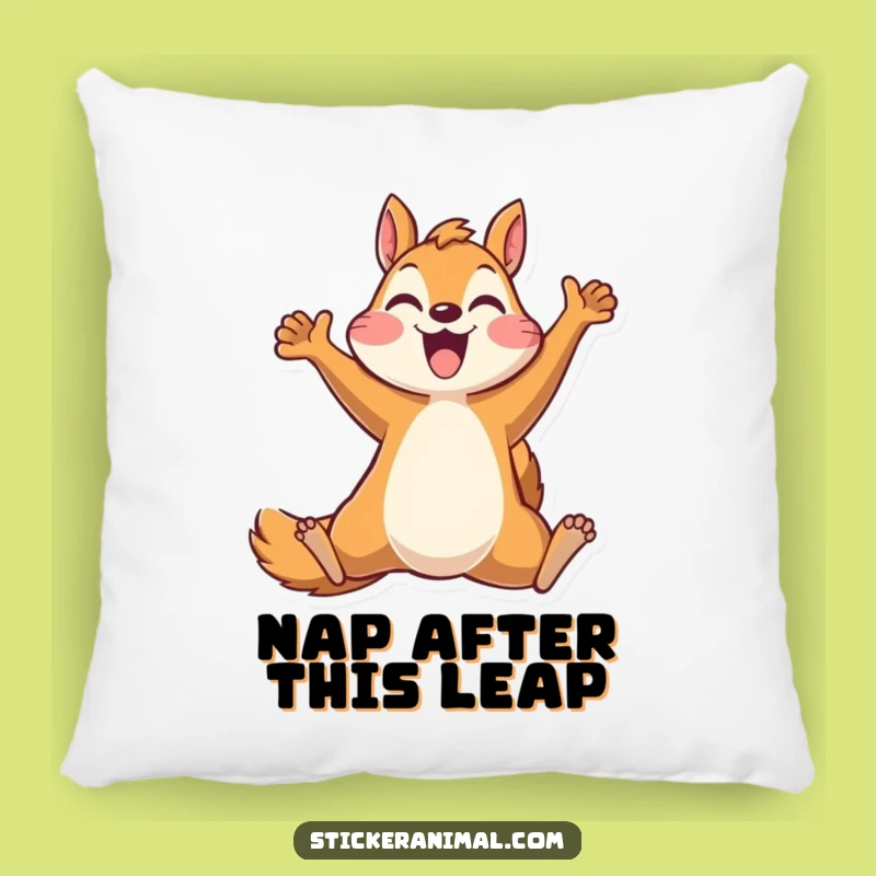 Funny Squirrel Leap Pillow: Cozy Comfort with a Hilarious Celebration Design