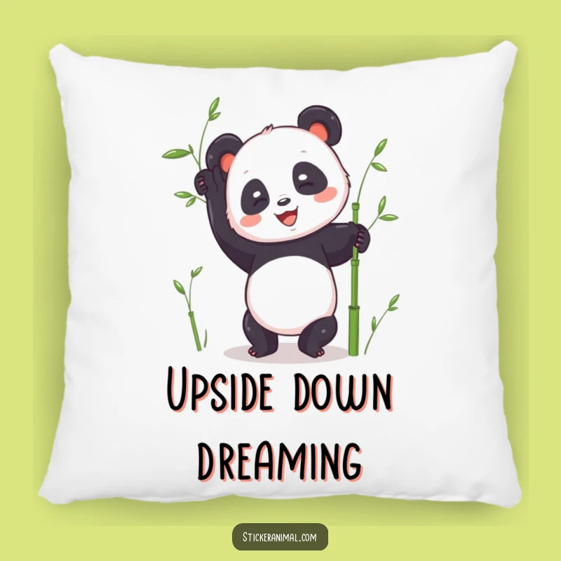 Funny Panda Handstand Pillow: Cozy Joyful Bear Attempts Yoga Pose
