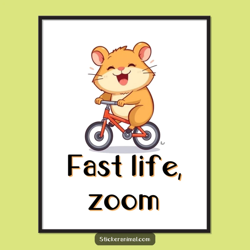 Funny Hamster Bike Digital Art: Speedy Decor, Instant Funny Gift