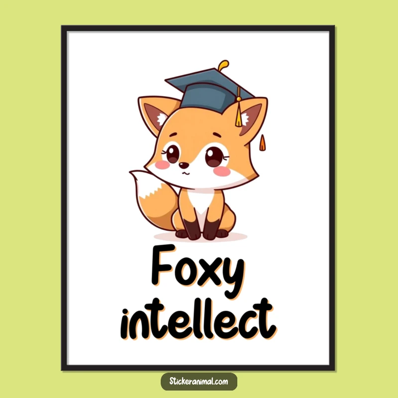 Funny Fox Graduation Digital Art: Instant Hilarious Cap Toss Decor