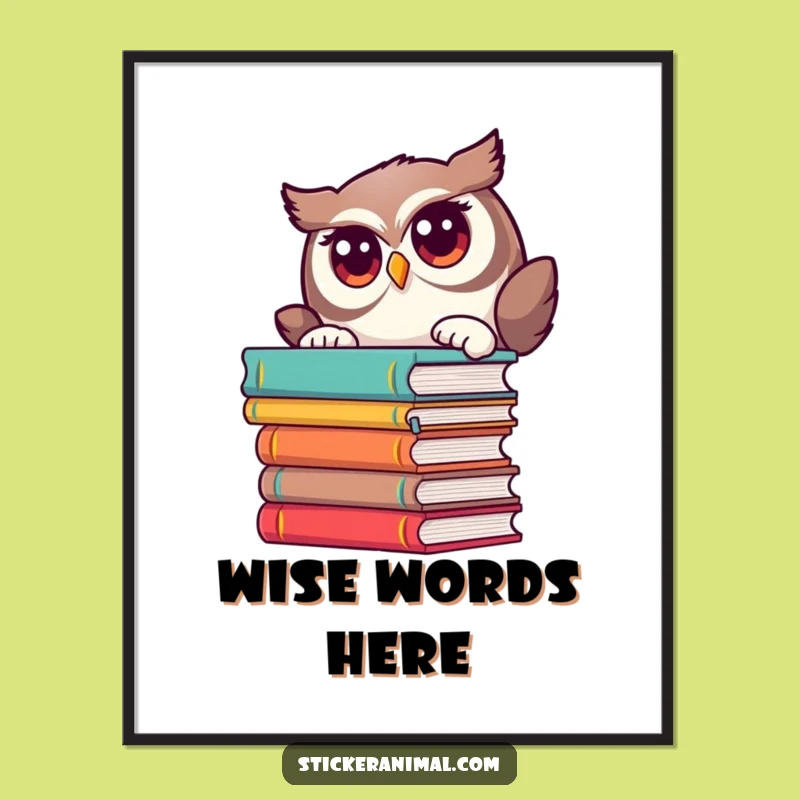 Funny Owl Book Digital Art: Curious Decor, Instant Funny Gift