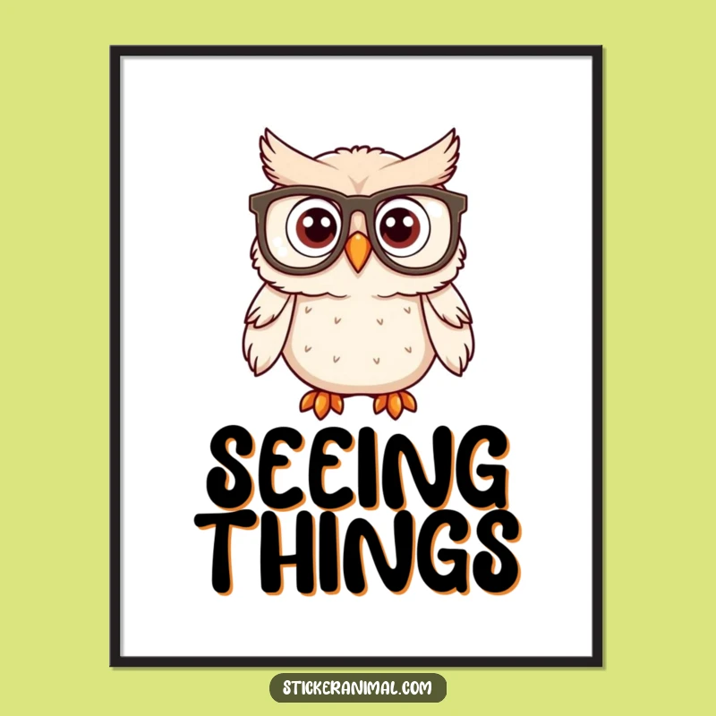 Funny Owl Spectacles Digital Art: Instant Surprised Wisdom Decor