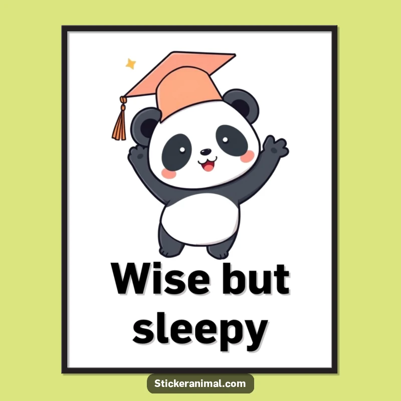 Funny Panda Graduation Digital Art - Instant Joyful Decor - Unique Funny Gift!