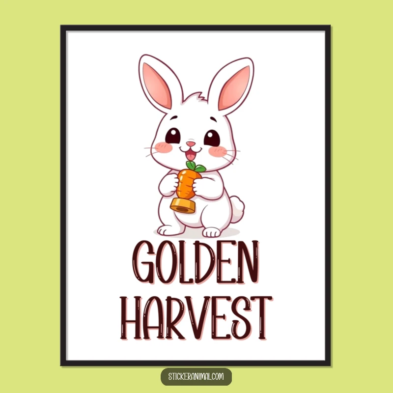 Funny Cheerful Rabbit Digital Art - Printable Bunny Poster for Gifts