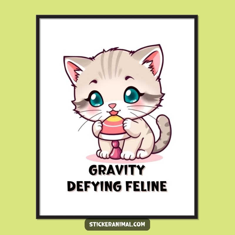 Funny Kitten Balance Digital Art - Instant Cute Decor - Unique Funny Gift!