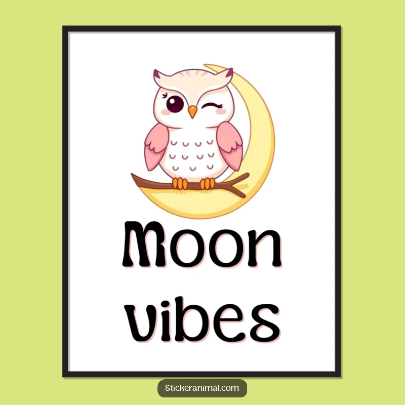 Funny Winking Owl Digital Art - Instant Moonlit Laughs for Your Walls