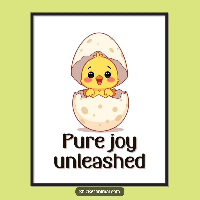 Funny Chick Hatching Digital Art: Surprised Baby Bird, Instant Joy Download