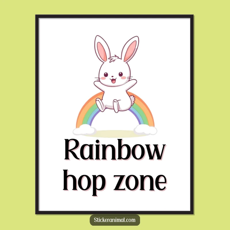 Funny Bunny Digital Art - Instant Hopping Humor and Rainbow Magic for Your Walls