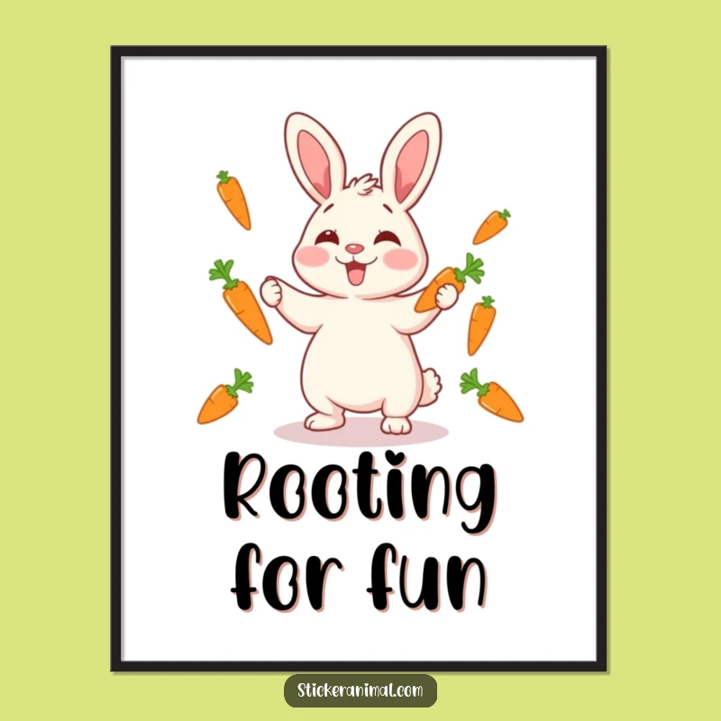 Funny Rabbit Juggling Digital Art: Giggling Print, Instant Funny Gift!