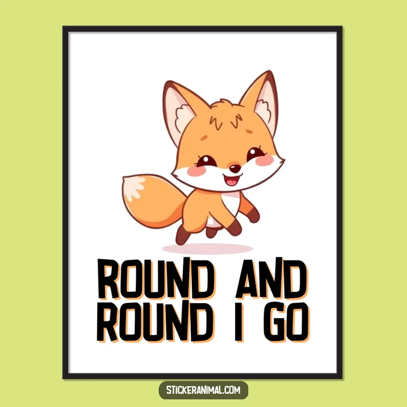 Funny Fox Tail Chase Digital Print: Instant Whimsical Decor, Perfect Gift