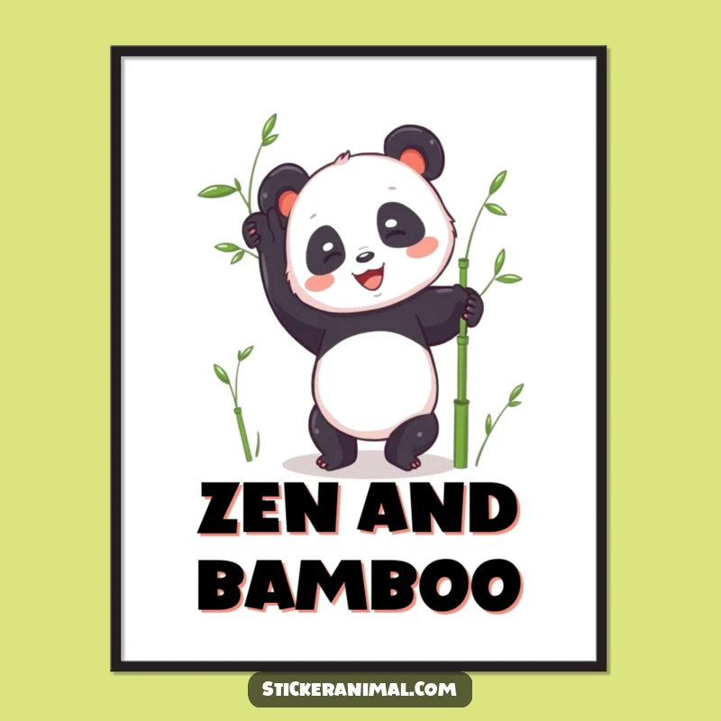 Funny Panda Handstand Digital Art: Joyful Bear Tries Yoga Print