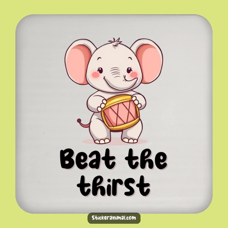 Funny Elephant Drummer Coaster: Protect Surfaces with This Cheerful Character's Beat