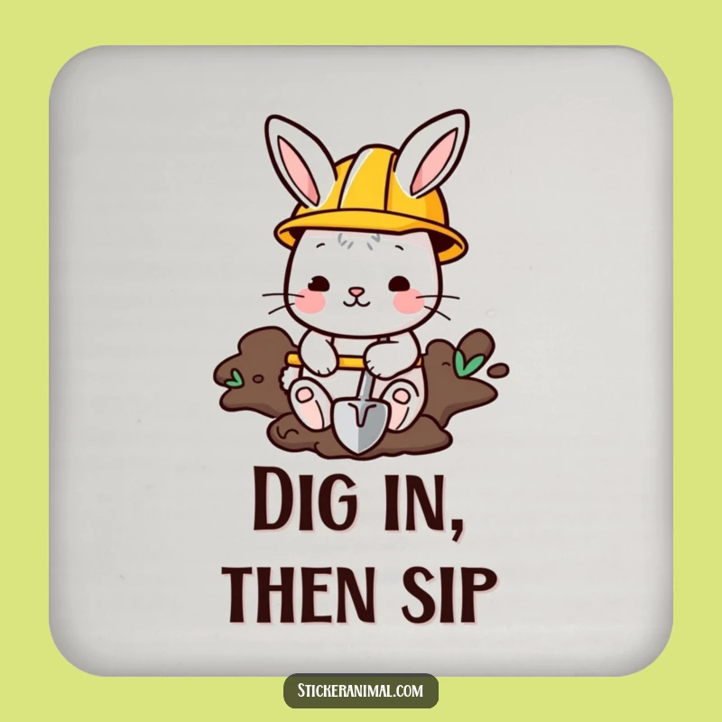 Funny Bunny Coaster: Digging Critter, Protects Surfaces Hilariously!