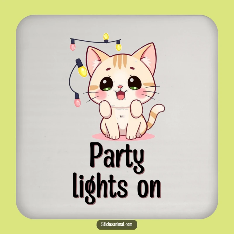 Funny Cat Lights Drink Coaster: Surprised Kitty Protection, Perfect Funny Gift!